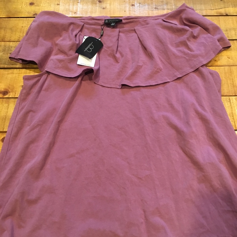 NWT purple ruffle off shoulder shirt